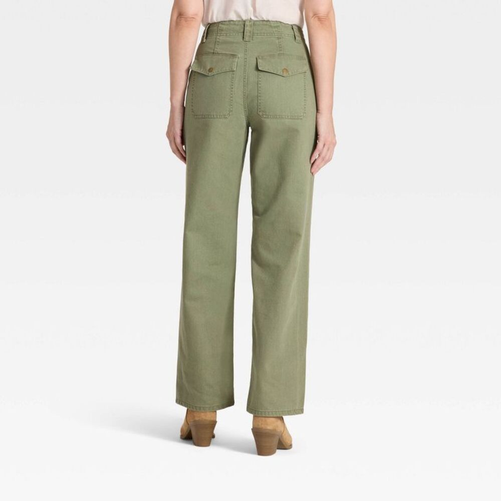 Open Box - Universal Thread - Women's Mid-Rise Straight Leg Cargo Pan Green - Picture 2 of 3